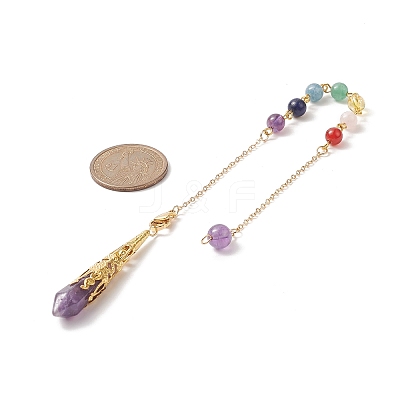 Mixed Gemstone Pointed Dowsing Pendulums PALLOY-JF02047-1