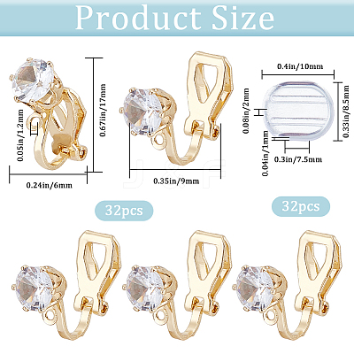 32Pcs Brass Clip-on Earring Findings KK-SP0001-26G-1