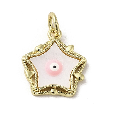 Evil Eye Enamel Shell Pendants KK-E092-26G-01-1