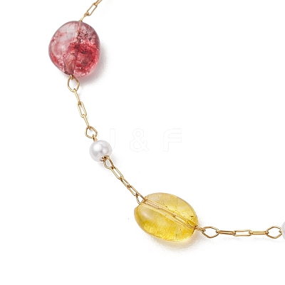 Nuggets Natural Mixed Stone & Plastic Imitation Pearl Beads Link Bracelets BJEW-JB13564-1