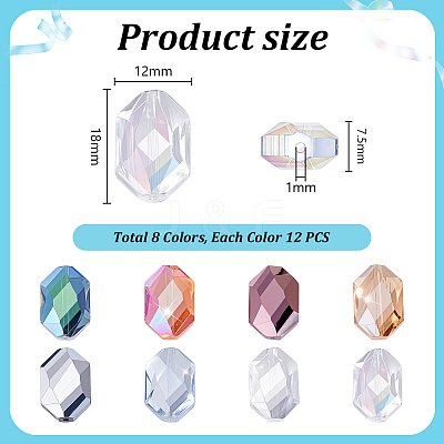 96Pcs 8 Colors Electroplate Glass Beads EGLA-PH0001-78-1