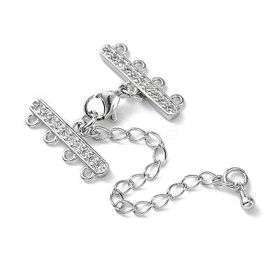 Brass Micro Pave Cubic Zirconia Chain Extender ZIRC-Q022-031P-NR-1