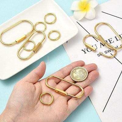 6Pcs 2 Styles Brass Locking Carabiner KK-YW0004-75-1