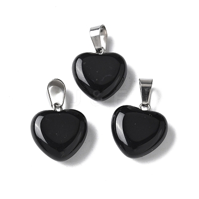Natural Black Agate Pendants G-I311-A16-01-1