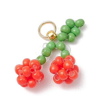 Glass Seed Beaded Pendants PALLOY-MZ00485-1
