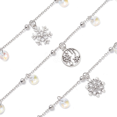 3Pcs Christmas Snowflake Alloy Charm Bracelets BJEW-JB12677-1