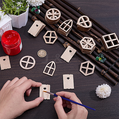 60Pcs 6 Styles Wood Elf Door WOOD-WR0001-29-1