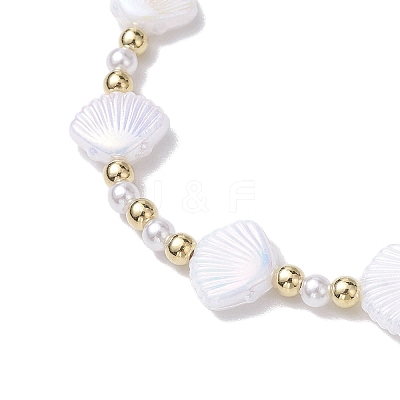 Shell Shape Plastic Stretch Bracelets BJEW-JB10342-01-1