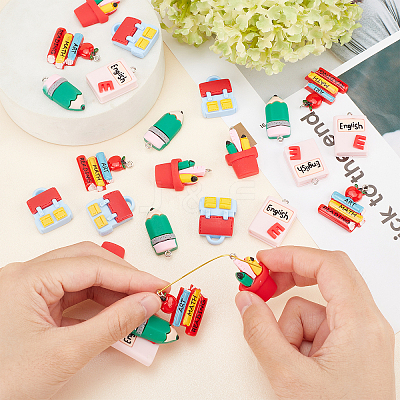 25Pcs 5 Styles OPaque Resin Pendants RESI-SC0002-34-1