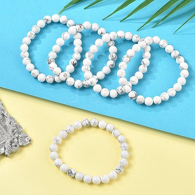 Natural Howlite Beaded Stretch Bracelets BJEW-Q692-42-8mm-1