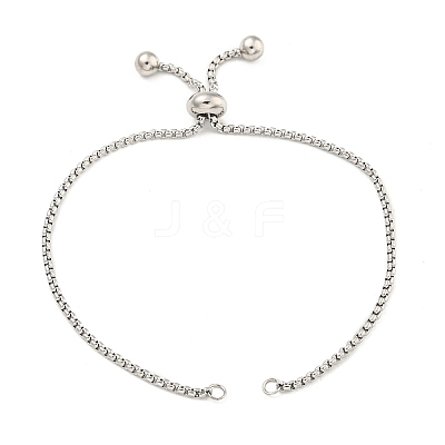 Non-Tarnish Adjustable 304 Stainless Steel Box Chain Slider Bracelet Making MAK-L038-001P-05-1
