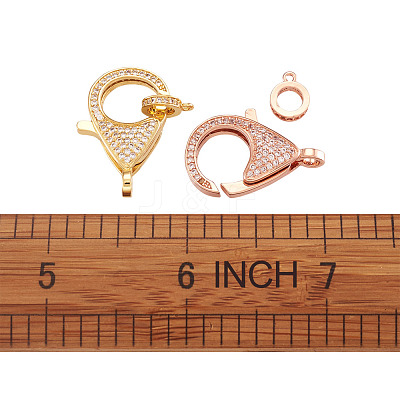 Brass Micro Pave Cubic Zirconia Lobster Claw Clasps ZIRC-TA0001-12-1