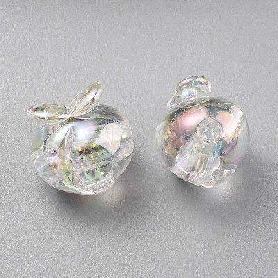 UV Plating Rainbow Iridescent Acrylic Beads OACR-F004-02G-1