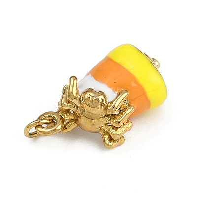 Halloween Theme 304 Stainless Steel Enamel Pendants STAS-L296-01G-1