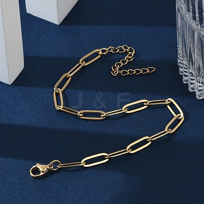 PVD Vacuum Plating 304 Stainless Steel Paperclip Chain Bracelet for Men Women BJEW-E031-02G-01-1