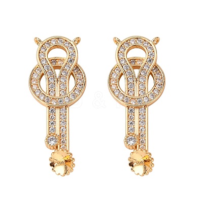 Brass Micro Pave Clear Cubic Zirconia Screw Eye Peg Bails Links Connectors KK-T062-89G-NF-1