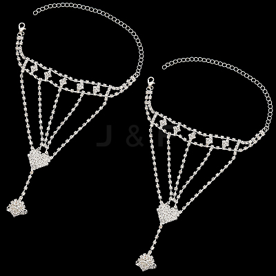 2Pcs Crystal Rhinestone Tennis Ring Bracelet BJEW-CN0001-17A-1