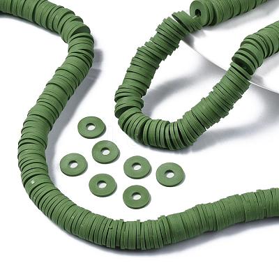 Flat Round Handmade Polymer Clay Beads CLAY-R067-10mm-43-1