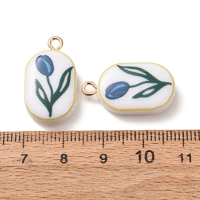 Printed Alloy with Acrylic Pendants AL-CBAE25B-04A-G-1