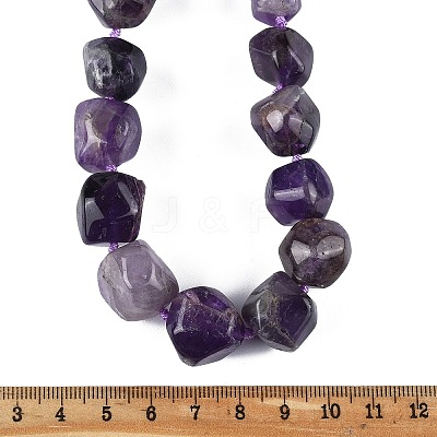 Natural Amethyst Nuggets Beaded Necklaces for Women Men NJEW-K388-01E-1