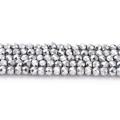 Electroplate Glass Beads Strands GLAA-H021-01B-FP08-1