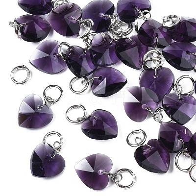 Faceted Transparent Glass Charms GLAA-T024-04A-1