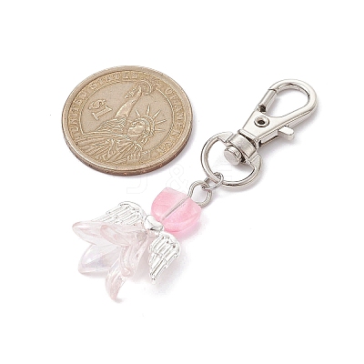 Angel Glass Pendant Decorations HJEW-JM01627-05-1