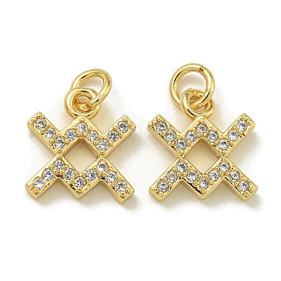 Rack Plating Brass Micro Pave Cubic Zirconia Pendants KK-K386-02F-G-1