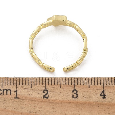 Brass Shell Cuff Rings for Women RJEW-C126-11G-1