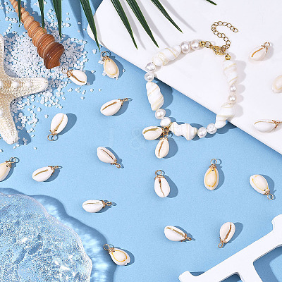 60Pcs Natural Cowrie Shell Dyed Pendants FIND-SC0020-75-1