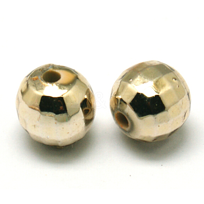 Faceted Round Plated Acrylic Beads PACR-L001-6mm-G-1