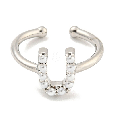 Rack Plating Brass Open Cuff Rings for Women RJEW-F162-01P-U-1