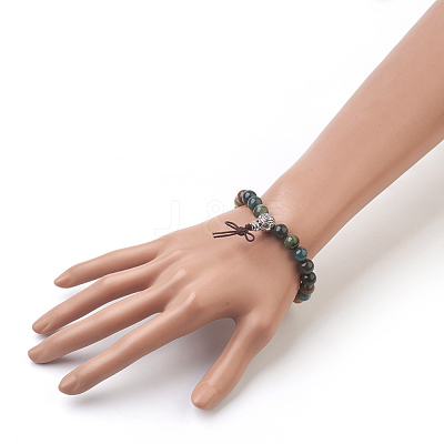 Natural Round Indian Agate Stretch Bracelets BJEW-JB03845-04-1