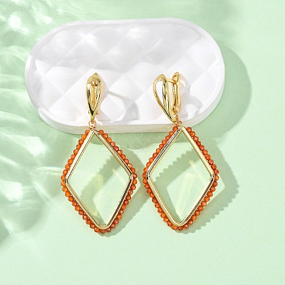 Rack Plating Brass Cubic Zirconia Rhombus Hoop Earrings EJEW-L303-02G-1