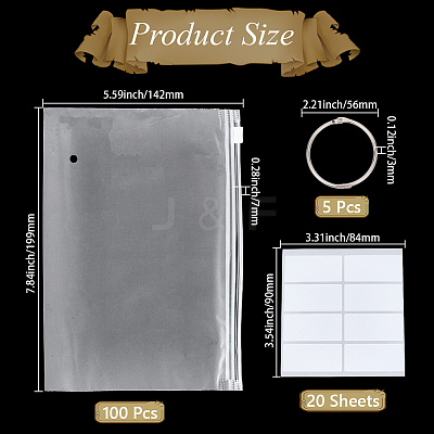 100Pcs Rectangle Frosted Plastic Packing Resealable Bags ABAG-CY0001-09-1