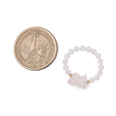 Natural Rose Quartz Beaded Rings RJEW-TA00191-03-1