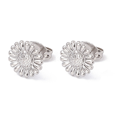 Non-Tarnish 304 Stainless Steel Sunflower Stud Earrings for Women EJEW-G338-05P-1