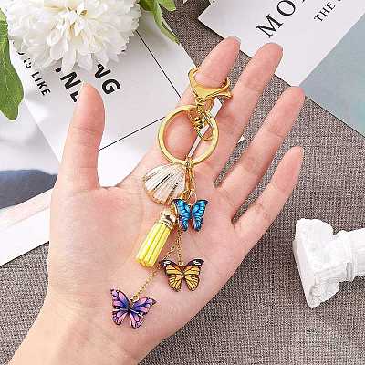24Pcs 6 Colors Printed Alloy Pendants ENAM-SZ0002-13-1