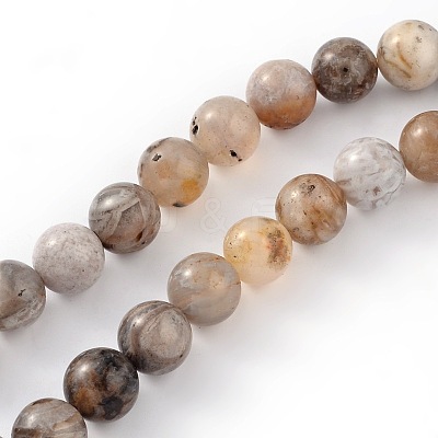 Natural Bamboo Leaf Agate Round Bead Strands G-M248-10mm-04-1
