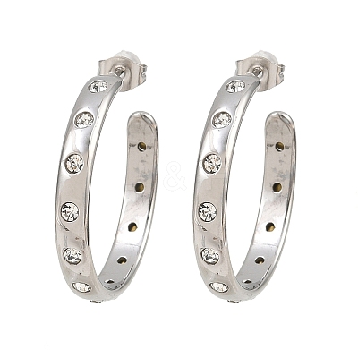 304 Stainless Steel Rhinestone Stud Earrings SA-CBA0ADC-01P-1