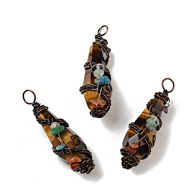 Natural Tiger Eye Pointed Big Pendants G-G860-03R-05-1