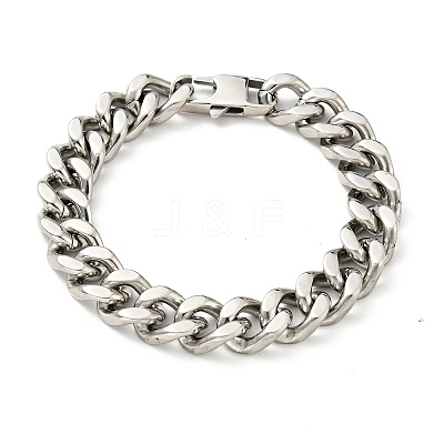 Non-Tarnish 201 Stainless Steel Curb Chain Bracelet Hand Polished for Men Women LS-BJEW-H550-06A-P-1