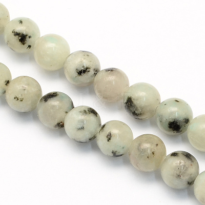 Natural Sesame Jasper/Kiwi Jasper Round Beads Strands G-S168-6mm-1