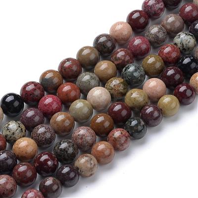 Natural River Stone Beads Strands G-R412-24-8mm-1
