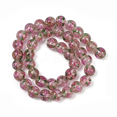 Handmade Glod Sand Lampwork Beads Strands LAMP-B028-03A-10mm-1