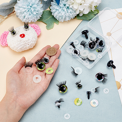 16 Sets 4 Style Plastic Doll Eye & Eyelashes DOLL-PH0001-33-1
