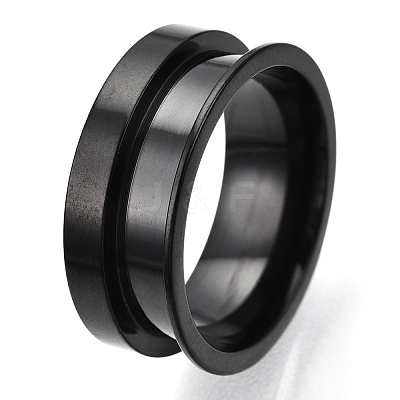 201 Stainless Steel Grooved Finger Ring Settings STAS-TAC0007-01B-1