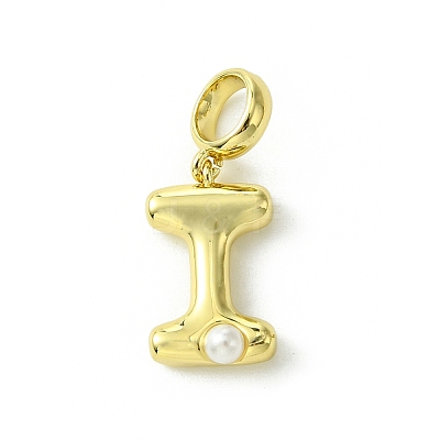 Rack Plating Brass with ABS Plastic Pearl European Dangle Charms KK-G501-02I-G-1