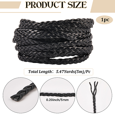 5M 3-Ply PU Leather Braided Cord LC-GF0001-12D-1