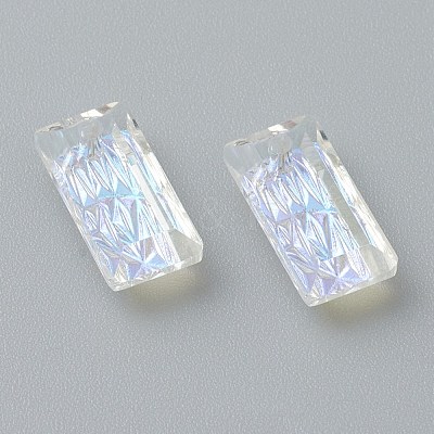 Embossed Glass Rhinestone Pendants GLAA-J101-07A-001SI-1